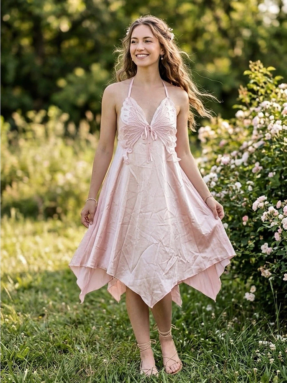 Butterfly Mini Dress in Pink Size Medium